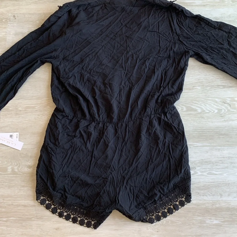La Blanca Plunging V Cover Up Romper, XL, NWT. Black. - Picture 8 of 8